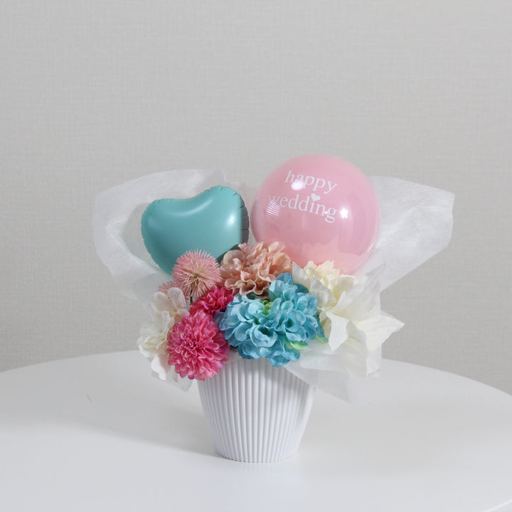 skyblue×pink Lovely flower arrangement