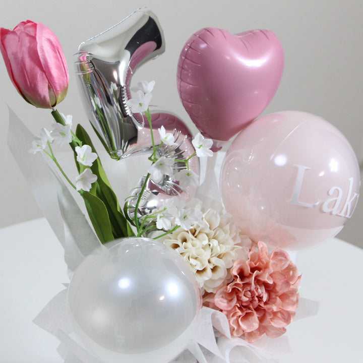 milkypink×white tulip number arrangement